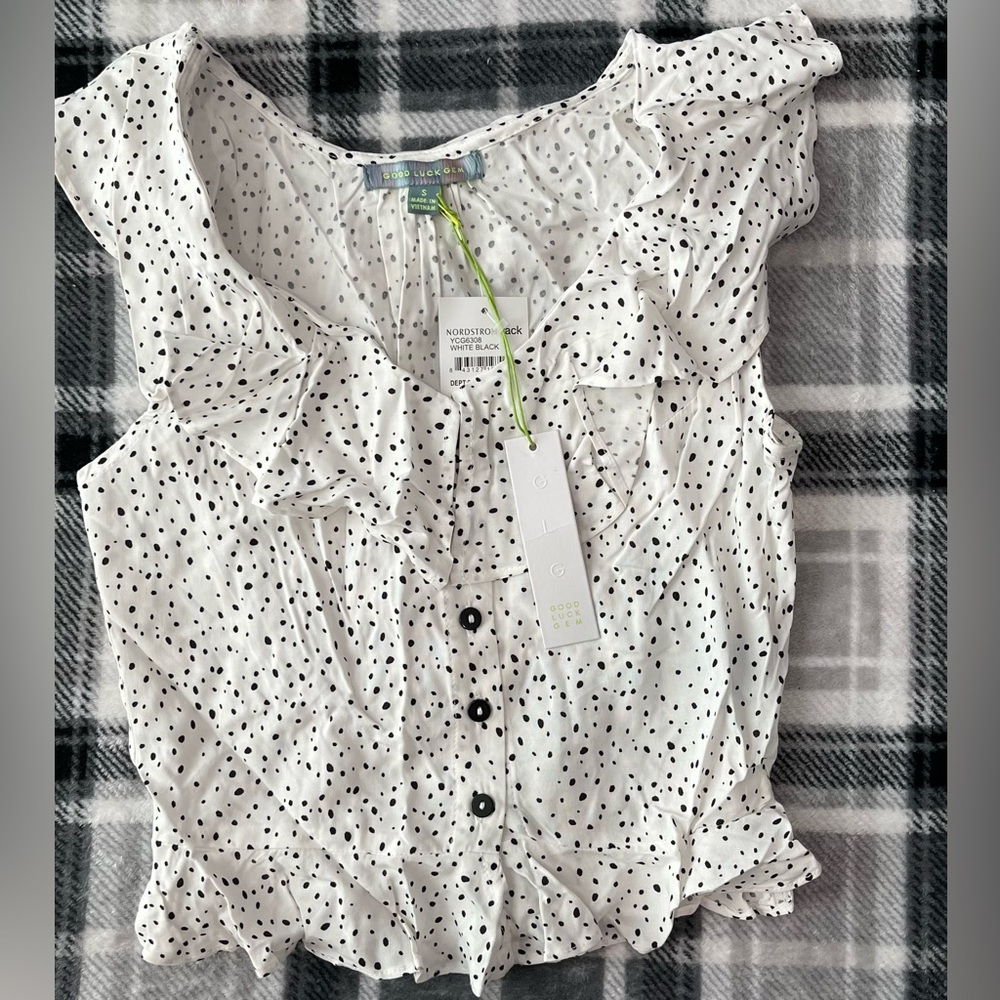 Good Luck Gem White Crop Top